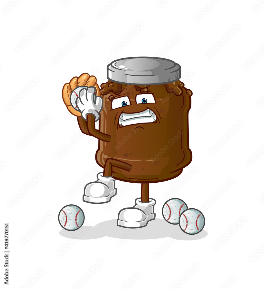 chocolate jam baseball pitcher cartoon. cartoon mascot vector chocolate jam baseball pitcher cartoon. cartoon mascot vector