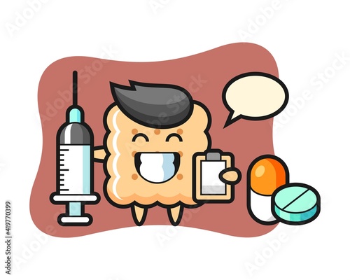 Mascot illustration of cracker as a doctor