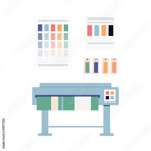 Offset print equipment for polygraphy flat vector illustration isolated.