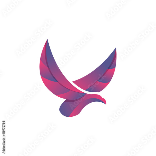 Creative colorful gradient bird vector logo concept design template