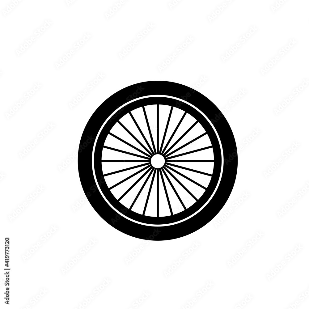 Bicycle wheel symbol  illustration.