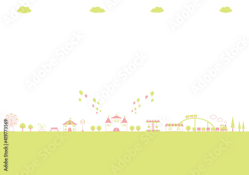 グリーンとピンクの遊園地	