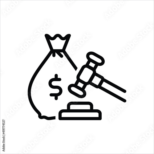 Black line icon for penalty