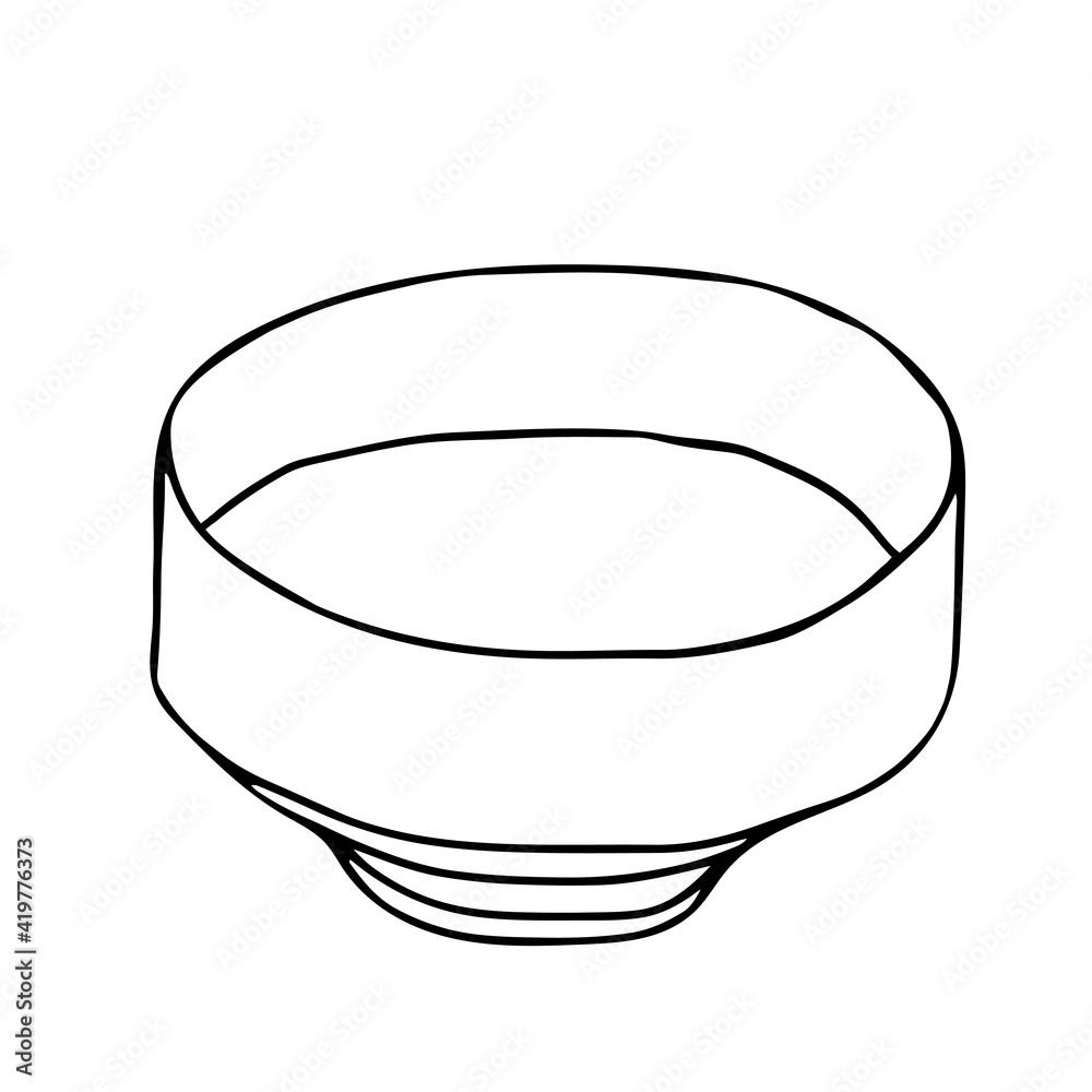 Black and white hand drawing outline vector illustration of a cup or bowl isolated on a white background Black and white hand drawing outline vector illustration of a cup or bowl isolated on a white background