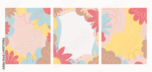 Flower and Floral Abstract Background Set, Beauty and Cosmetic Concept