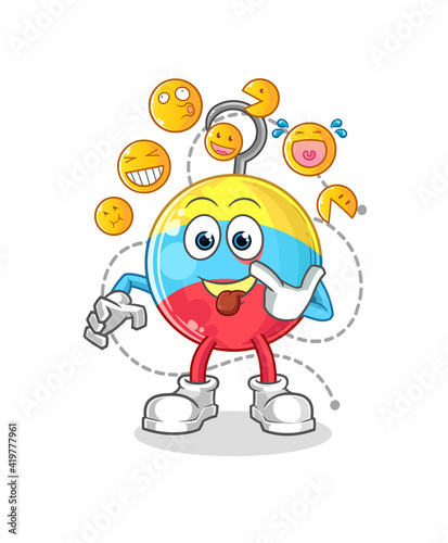 fishing bait laugh and mock character. cartoon mascot vector