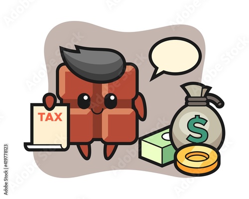 Character cartoon of chocolate bar as a accountant