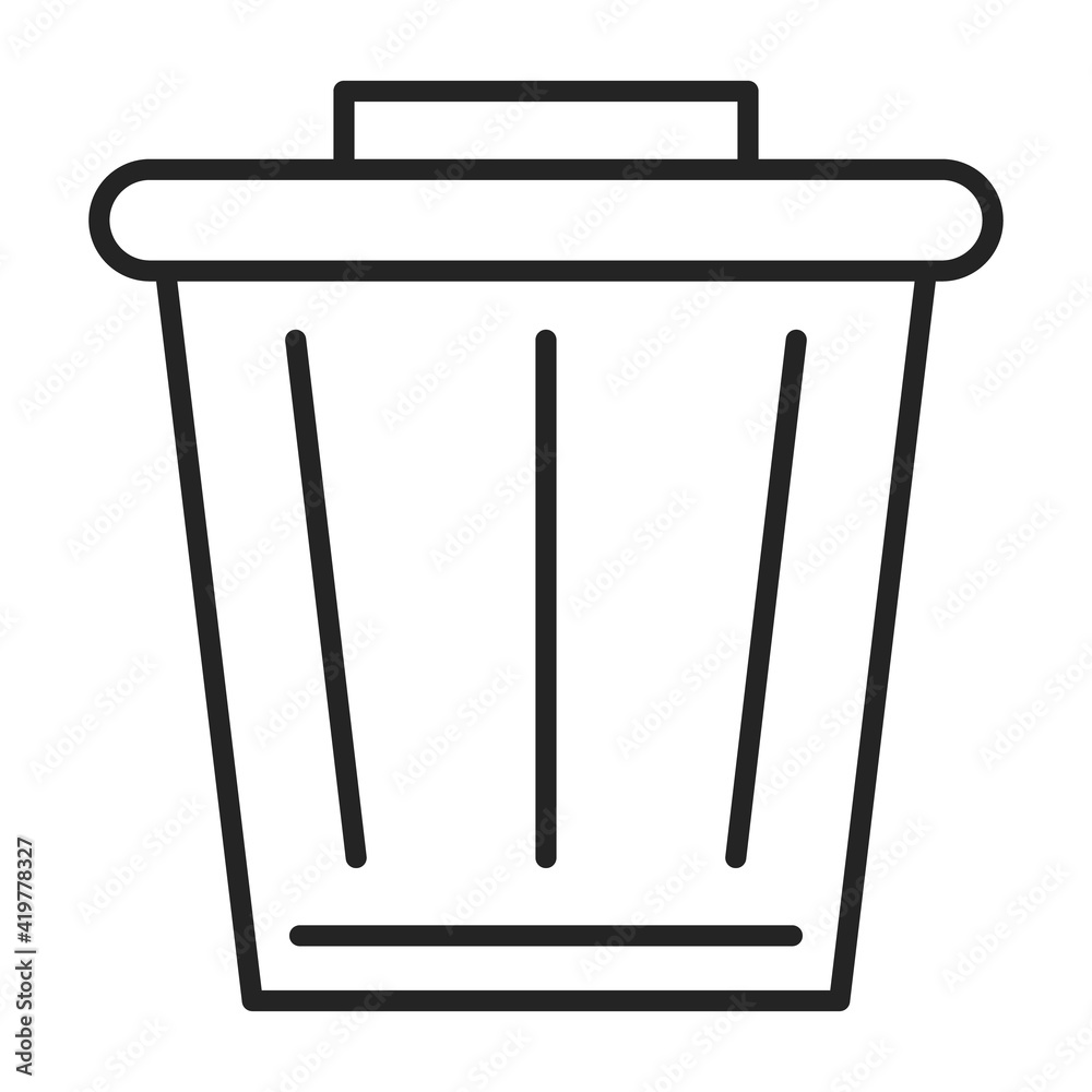 Trashcan icon vector isolated. Outlined symbol of a trash bin for garbage. Container for waste utilization. Delete button on computer. Trashcan icon vector isolated. Outlined symbol of a trash bin for garbage. Container for waste utilization. Delete button on computer.