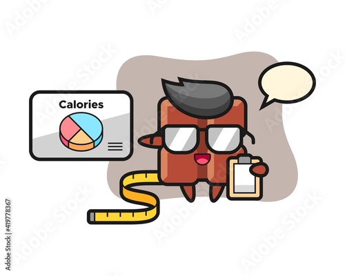 Illustration of chocolate bar mascot as a dietitian
