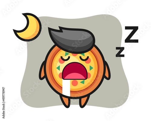 Pizza character illustration sleeping at night