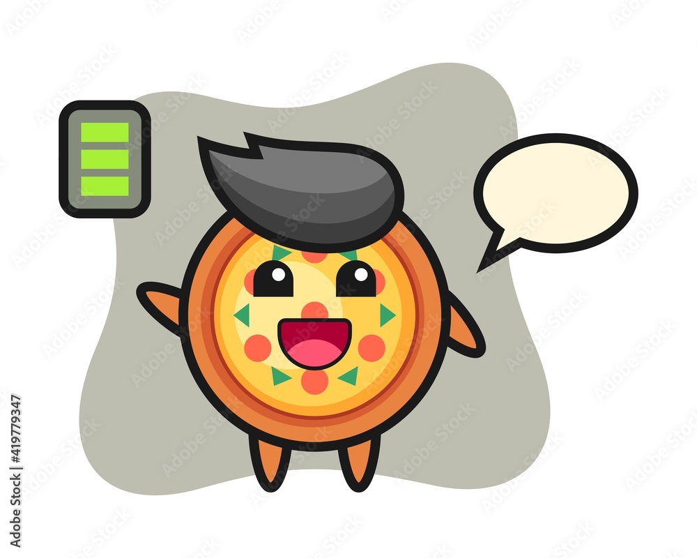 Pizza mascot character with energetic gesture Pizza mascot character with energetic gesture