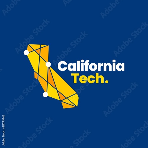 california technology tech geometric polygonal map logo vector icon illustration