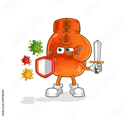 boxing glove against viruses cartoon. cartoon mascot vector