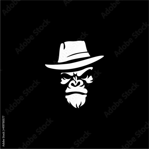 ape head with hat logo template vector