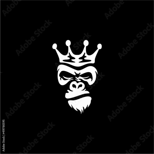 Vector illustration of ape head in crown