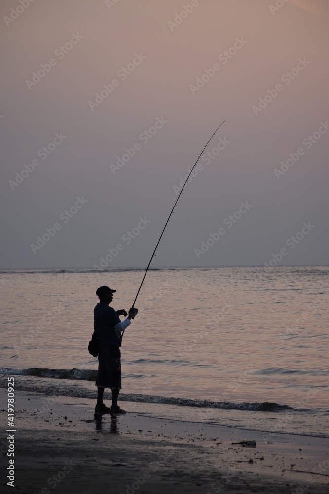 fishing on the beach