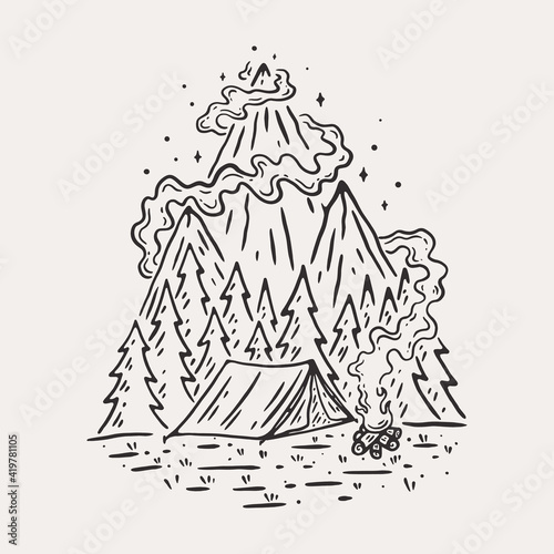 vintage line art outdoor badge design