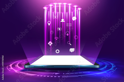 Smartphone mobile screen with technology mobile display light