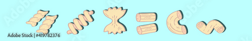 set of macaroni cartoon icon design template with various models. vector illustration isolated on blue background