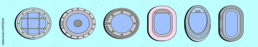 Fototapeta premium set of porthole cartoon icon design template with various models. vector illustration isolated on blue background
