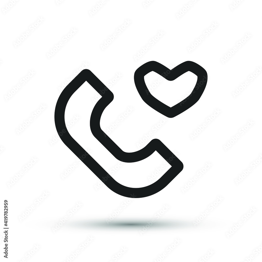 Support service icon vector medical element for trendy design. Simple pictogram for mobile concept and web apps. Vector line medicine help call center icon phone and heart isolated Support service icon vector medical element for trendy design. Simple pictogram for mobile concept and web apps. Vector line medicine help call center icon phone and heart isolated