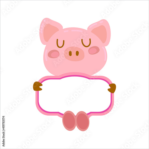
pig with nameplate on the white background