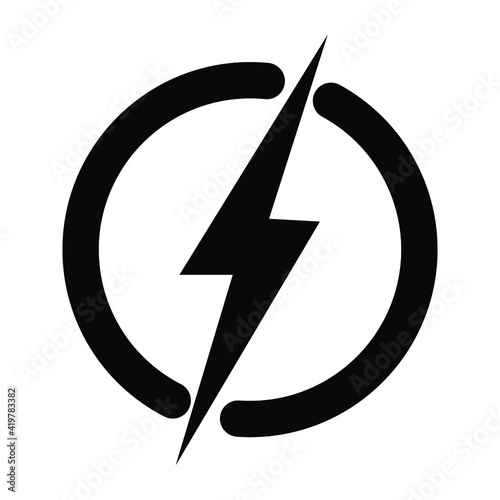 Lightning, electric power vector logo design element. Energy and thunder electricity symbol concept. Lightning mark on circle. Flash vector emblem template. Fast speed power logotype