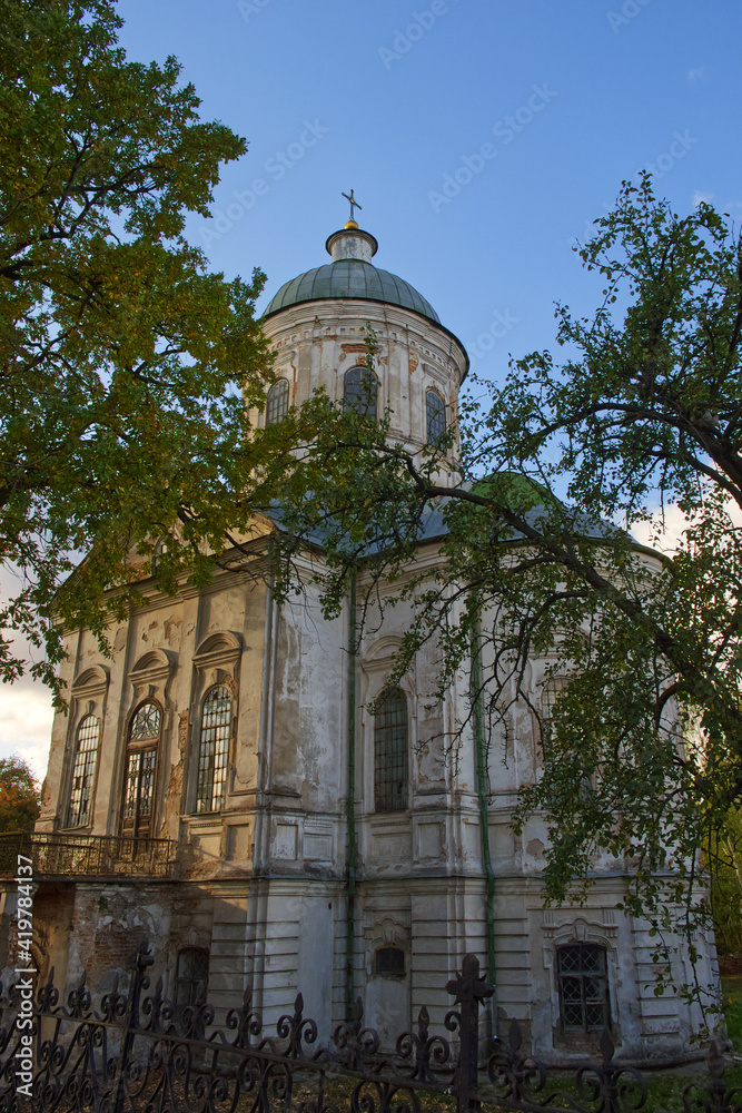 Fototapeta premium The Church of St. John the Evangelist is an Orthodox church and an architectural monument in Nizhyn. Christian Cathedral at sunset.