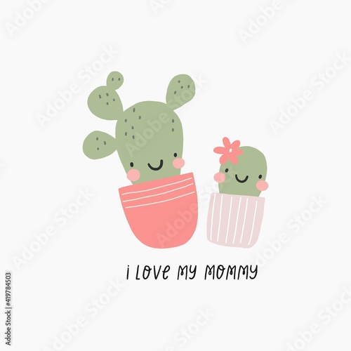 Mother's Day vector cards. Cute mom and baby  cards