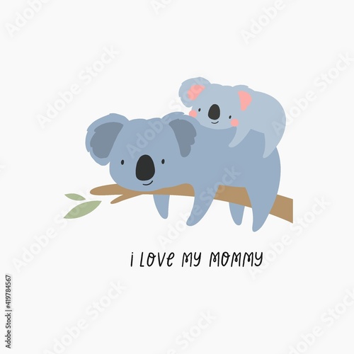 Mother's Day vector cards. Cute mom and baby  cards