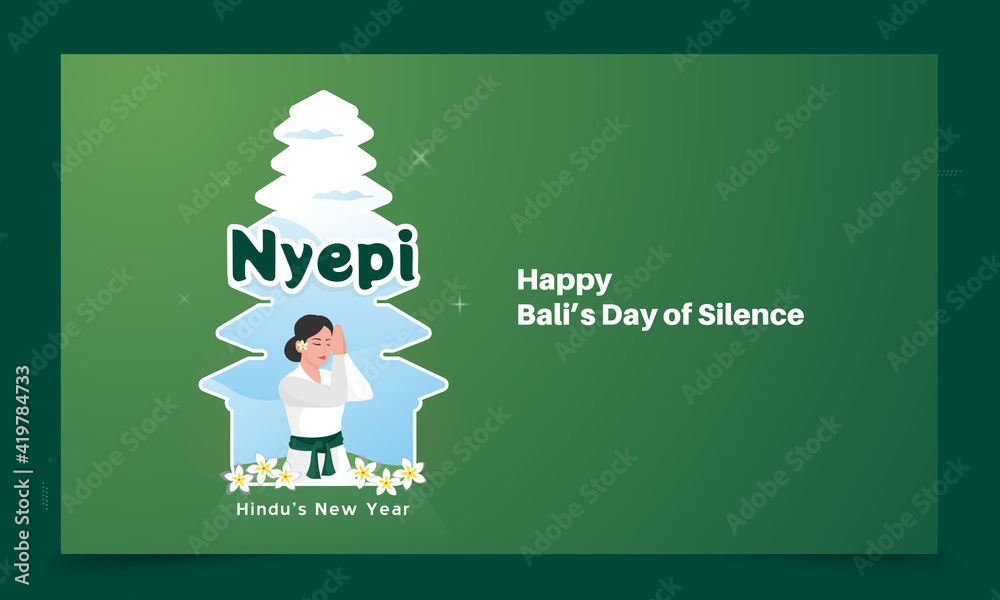 Fototapeta premium A woman pray to celebrate of Bali's silence day
