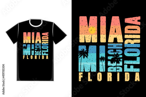 T-shirt typography miami beach florida sunset style retro