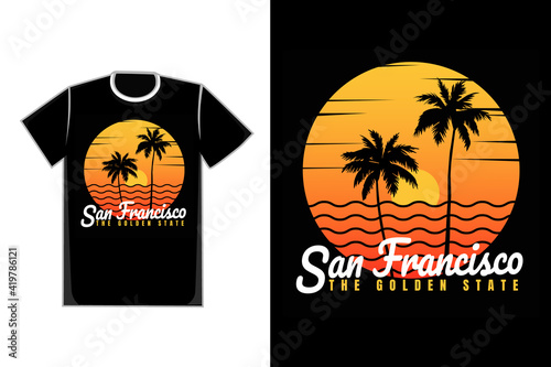 T-shirt sunset beach san francisco summer vintage style