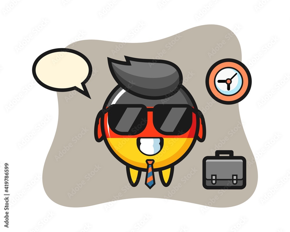 Cartoon mascot of germany flag badge as a businessman
