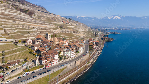 Drone pictures of Saint-Saphorin in Lavaux, Switzerland. 