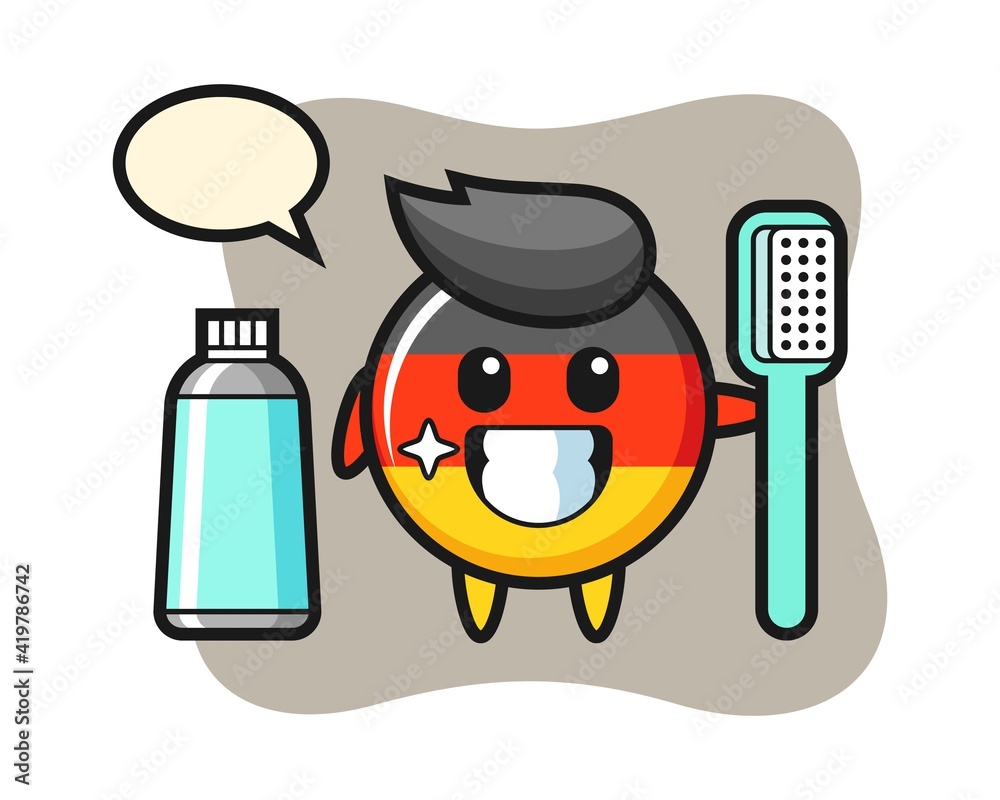 Mascot illustration of germany flag badge with a toothbrush