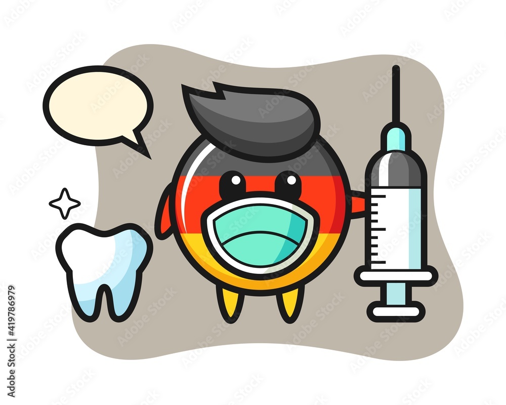 Mascot character of germany flag badge as a dentist