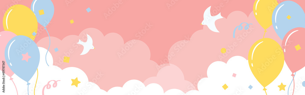 festive vector background with balloons in the sky for banners, cards, flyers, social media wallpapers, etc.