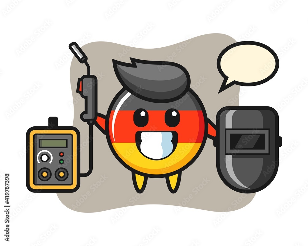 Character mascot of germany flag badge as a welder