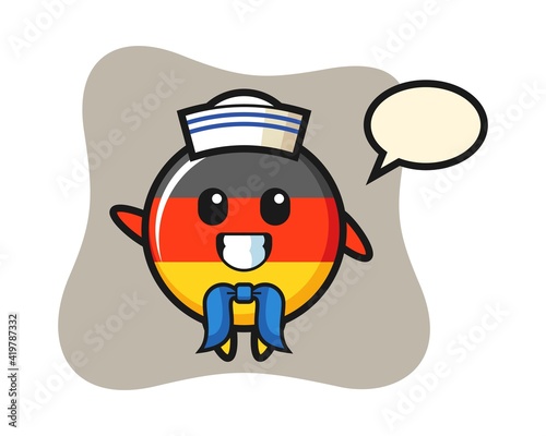 Character mascot of germany flag badge as a sailor man
