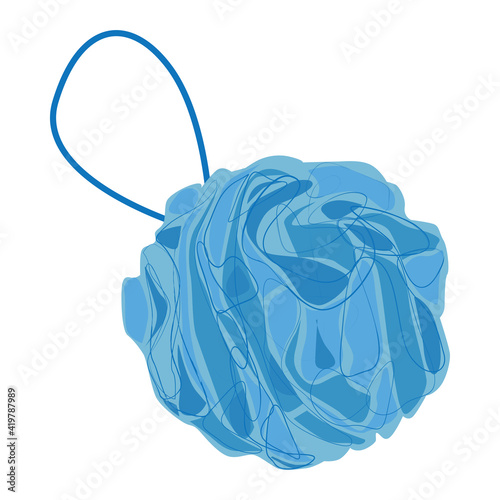 A washcloth. Blue washcloth for bathing and soaping. Vector illustration isolated on a white background for design and web.