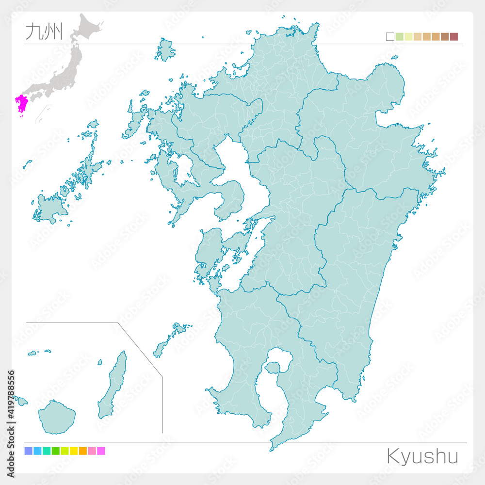 Obraz 九州地方の地図・Kyushu