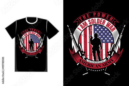 T-shirt typography solder american flag army vintage style