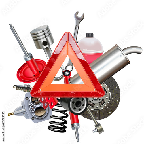 Vector Car Parts with Triangle Sign