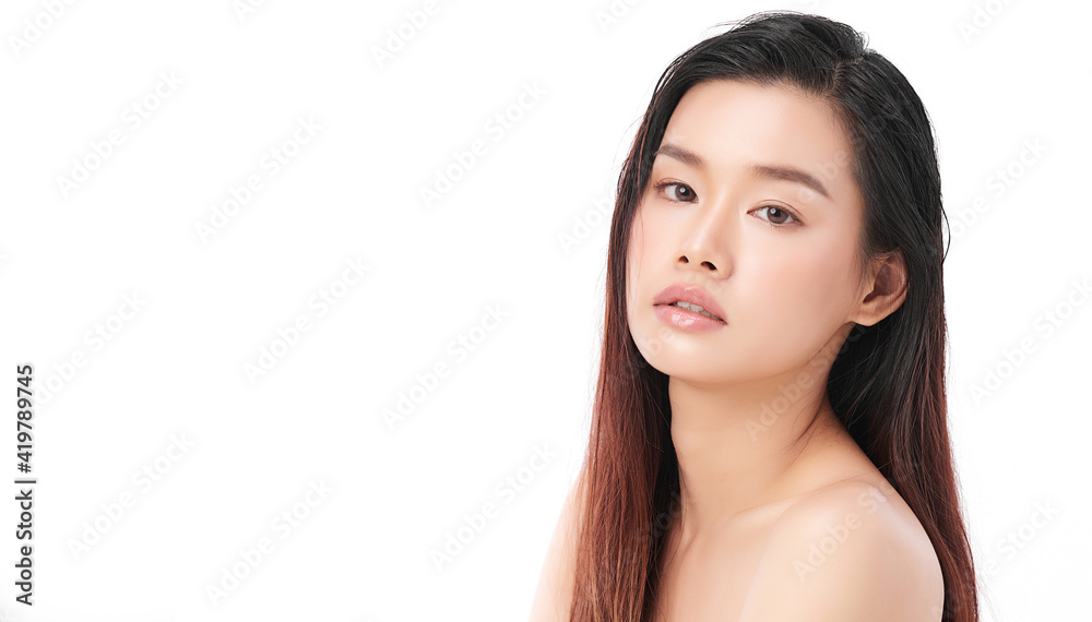 Beautiful young asian woman with clean fresh skin on white background, Face care, Facial treatment, Cosmetology, beauty and spa, Asian women portrait Beautiful young asian woman with clean fresh skin on white background, Face care, Facial treatment, Cosmetology, beauty and spa, Asian women portrait