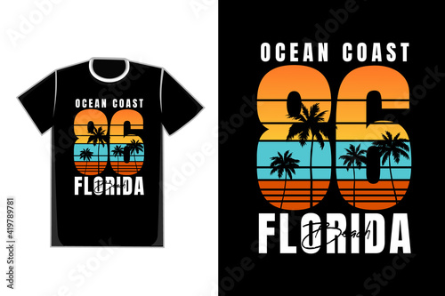 T-shirt florida sunset beach ocean text vintage
