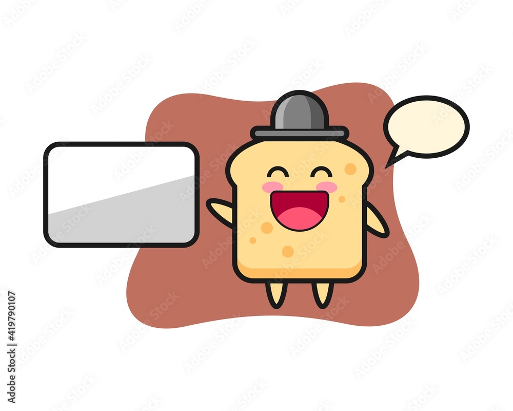 Bread cartoon illustration doing a presentation Bread cartoon illustration doing a presentation