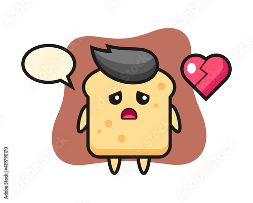 Bread cartoon illustration is broken heart