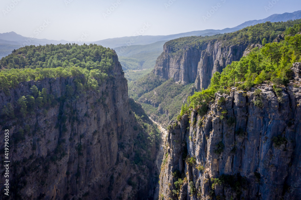 Tazi Canyon (Bilgelik Vadisi) in Manavgat, Antalya, Turkey. Amazing landscape and cliff. Greyhound Canyon, Wisdom Valley.
