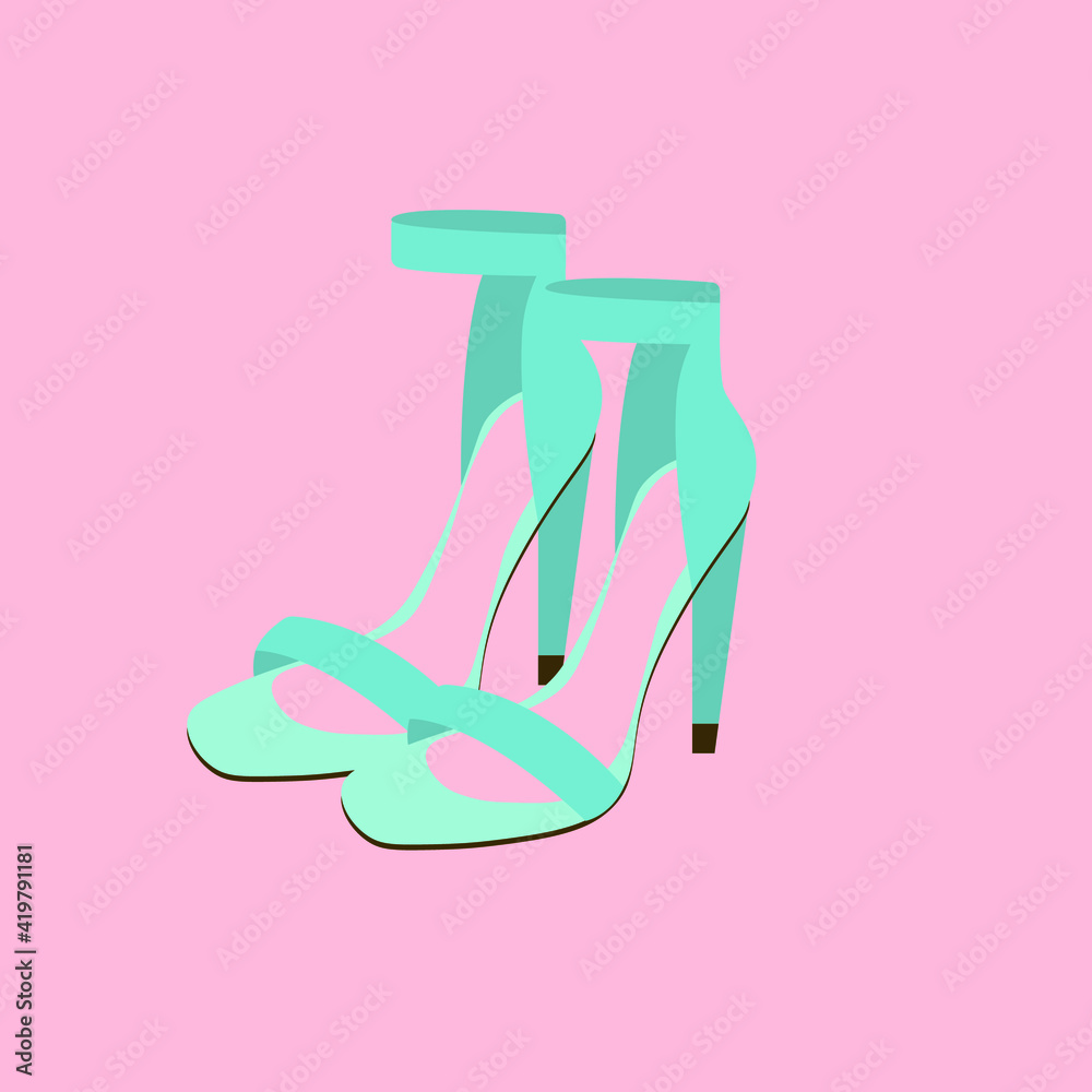 vector pair of womens shoes. flat image of two women's high-heeled shoes vector pair of womens shoes. flat image of two women's high-heeled shoes